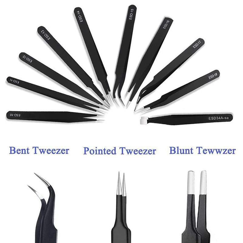 Precision Stainless Steel Tweezers (10 PCs)