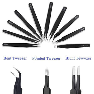 Precision Stainless Steel Tweezers (10 PCs)