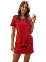 Load image into Gallery viewer, Casual Plain Round Neck Short Sleeve Asymmetrical Midi Dress
