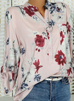 Load image into Gallery viewer, Floral Casual Stand Collar Long Sleeve Blouses TOPS.FL
