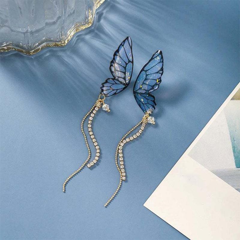 Butterfly Fringe Long Earrings