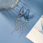 Load image into Gallery viewer, Butterfly Fringe Long Earrings
