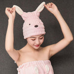 Load image into Gallery viewer, Super absorbent rabbit ear dry hair cap
