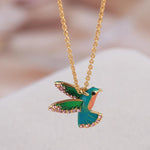 Load image into Gallery viewer, Colorful Diamond Hummingbird Necklace
