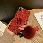 Load image into Gallery viewer, Hair Ball Airbag Bracket Holder Diamond iPhone Case
