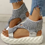 Load image into Gallery viewer, Woven fabric thick sole sandals
