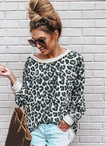 Load image into Gallery viewer, Leopard Streetwear Round Neckline Sweatshirts TOPS.FL
