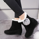 Load image into Gallery viewer, Women Suede Hairball Round Toe Wedges Shoes
