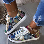 Load image into Gallery viewer, Glitter Lace-Up Star Pattern Casual Sneakers
