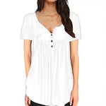 Load image into Gallery viewer, Women Plain Ruched Button T-Shirt
