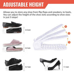 Load image into Gallery viewer, Hirundo Adjustable Shoe Rack Space Saver (White/Black)
