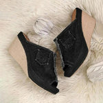 Load image into Gallery viewer, Fashion Denim Wedge Heel Sandals
