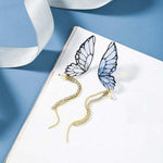 Load image into Gallery viewer, Butterfly Fringe Long Earrings
