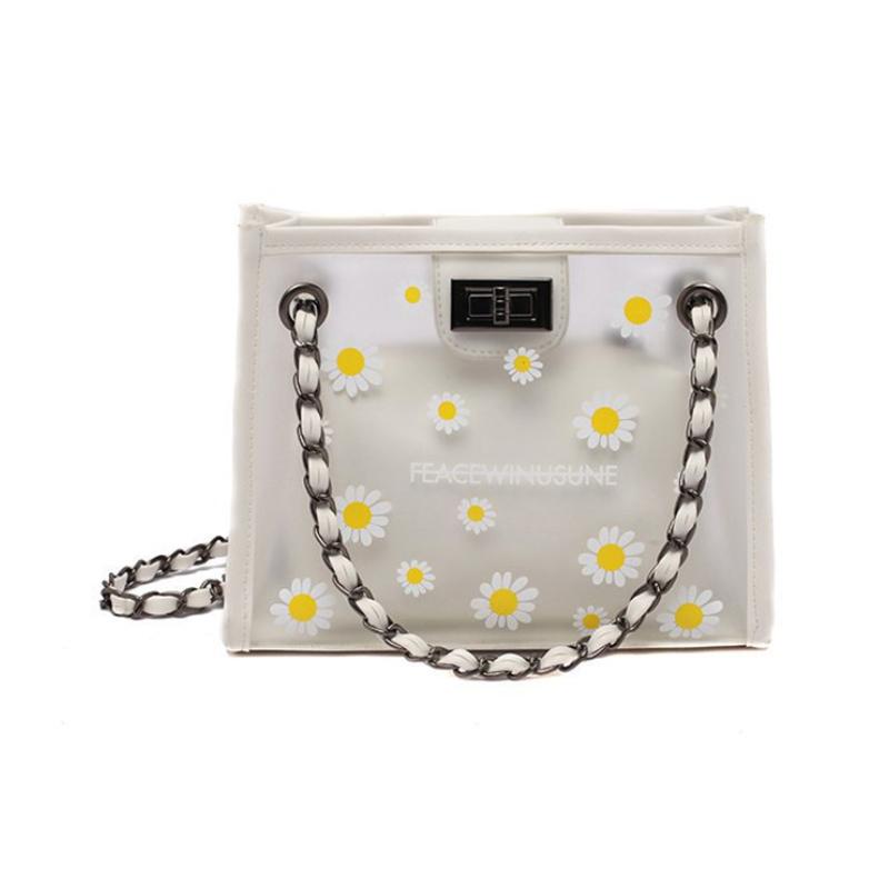 Daisy transparent chain small square bag