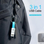 Load image into Gallery viewer, 3-in-1 Keychain Data Sync Charge Cable
