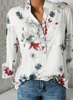 Load image into Gallery viewer, Floral Casual Stand Collar Long Sleeve Blouses TOPS.FL
