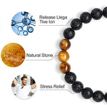 Load image into Gallery viewer, Tiger Eye Lava Rock Stone Bracelet
