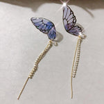 Load image into Gallery viewer, Butterfly Fringe Long Earrings
