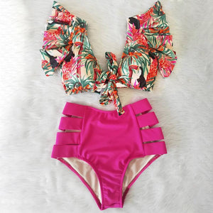 Ruffled bikini split swimsuit