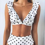 Load image into Gallery viewer, Polka Dot V Neck Swimsuit
