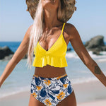 Load image into Gallery viewer, Print bikini with ruffles
