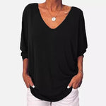 Load image into Gallery viewer, 3/4 Sleeve Back Buttons V Neck Tops
