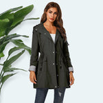 Load image into Gallery viewer, Women Hooded Drawstring Coat
