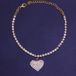 Fashion Heart Rhinestone Anklets