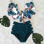 Load image into Gallery viewer, Ruffled bikini split swimsuit
