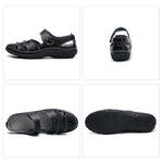 Load image into Gallery viewer, Leather Hollow Out Hook Loop Casual Flat Sandals For Women
