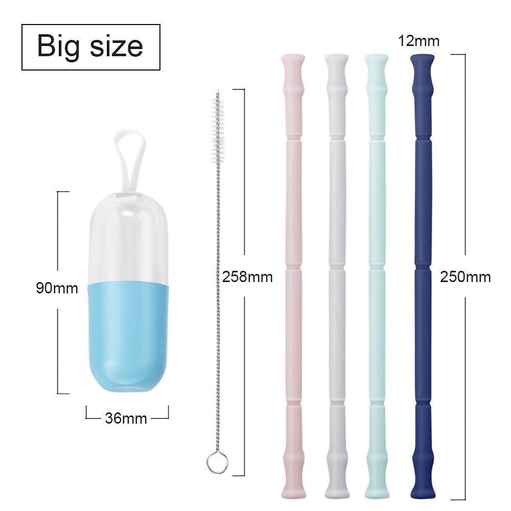 Silicone Straw Drinking Reusable,4PCS