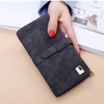 Load image into Gallery viewer, Women Drawstring Nubuck Leather Zipper Two Fold Wallet
