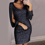 Load image into Gallery viewer, Slit Sleeve Sequin Party Dress
