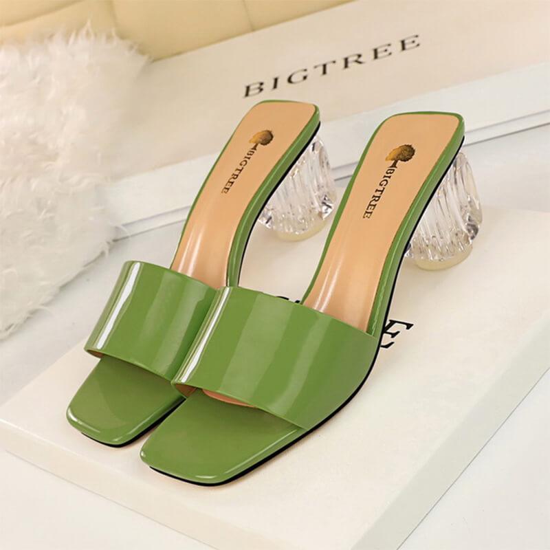 Transparent Chunky Comfortable Open Toe Slip Sandals