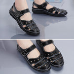 Load image into Gallery viewer, Leather Hollow Out Hook Loop Casual Flat Sandals For Women
