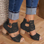 Load image into Gallery viewer, Buckle Hollow Heeled Sandals
