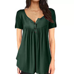 Load image into Gallery viewer, Women Plain Ruched Button T-Shirt
