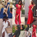 Load image into Gallery viewer, Belted Polka Dot Maxi Dress
