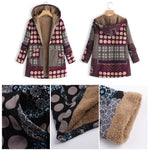 Load image into Gallery viewer, Dotted coat with hood and patchwork pattern
