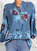 Load image into Gallery viewer, Floral Casual Stand Collar Long Sleeve Blouses TOPS.FL
