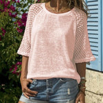 Load image into Gallery viewer, Lace Stitching Round Neck Cropped T-Shirt
