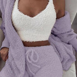 Load image into Gallery viewer, Fluffy Hooded Open Front Teddy Coat &amp; Short Sets
