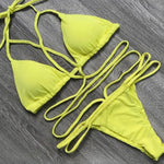 Load image into Gallery viewer, Solid Color Lace-Up Swimsuit
