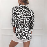 Load image into Gallery viewer, Women Long Sleeve Sexy Leopard Print Turn Down Collar Blouse
