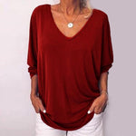 Load image into Gallery viewer, 3/4 Sleeve Back Buttons V Neck Tops
