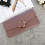 Load image into Gallery viewer, Women Long Pu Leather Zipper Metal Circle Decor Wallet
