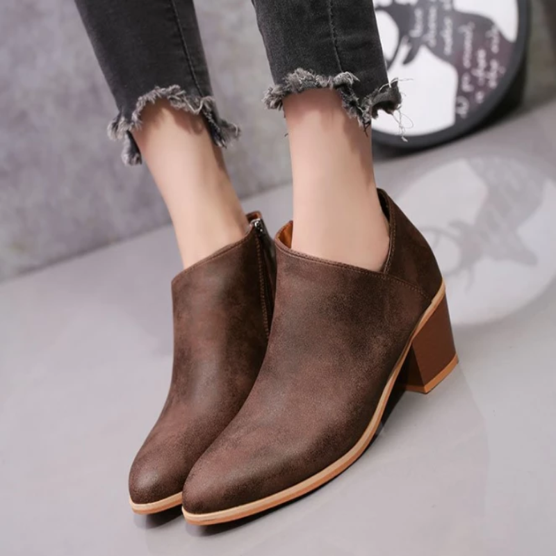 Women Retro High Heel Ankle Boots