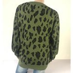 Load image into Gallery viewer, Women Long-sleeved Round Neck Solid Leopard Sweater
