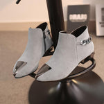 Load image into Gallery viewer, Women Med Square Heel Metal Decoration Ankle Boots
