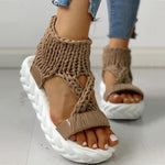 Load image into Gallery viewer, Woven fabric thick sole sandals
